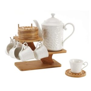 Teapot Set For 6 with Bamboo Holder & Coasters